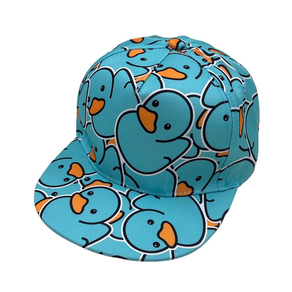 Little Yellow Duck Printed Hip Hop Baseball Cap Flat Rim Cap Casual Hat Duck Yellow Sunshade Sunscreen Hat