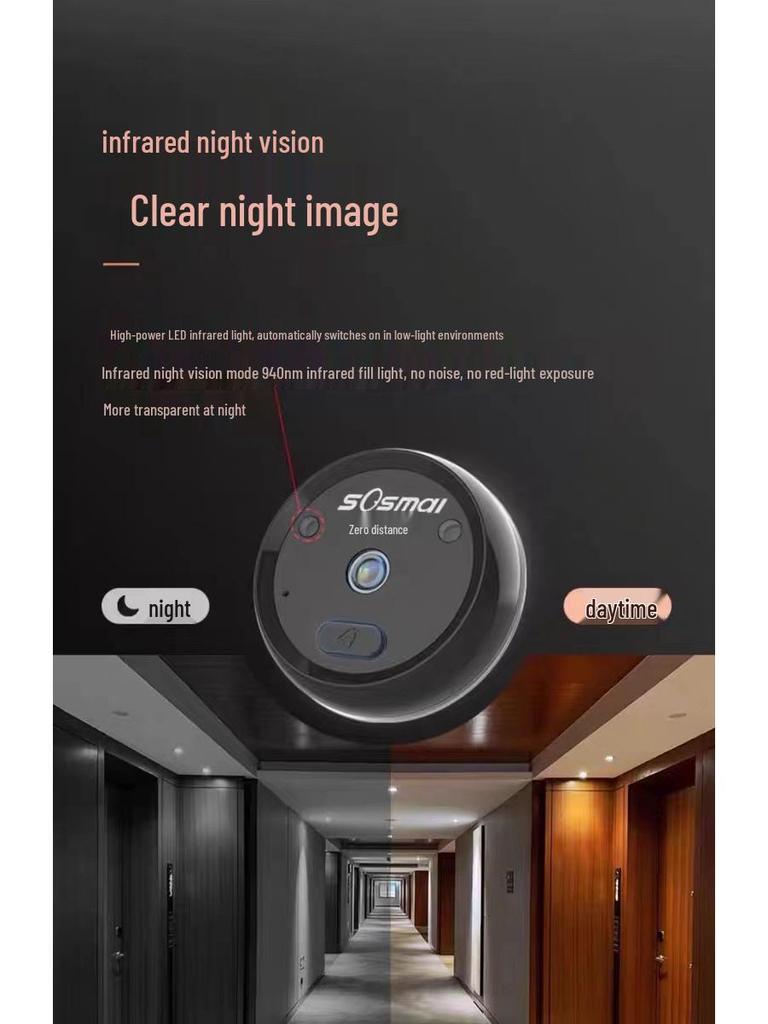 Wireless Smart Peephole Visual Doorbell Camera for Home Monitoring