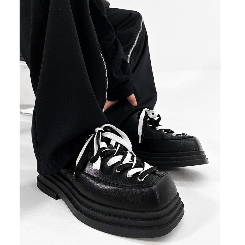 

Niche Square Head Leather Men s Trendy Thick-soled Hairstylist Advanced Sense British Style Heightened Youth Formal Derby Shoes 45