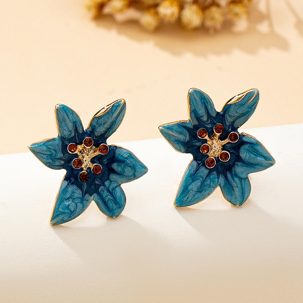 Women's Earrings, Colorful Flower Earrings with Enamel Craftsmanship, Suitable for Daily Wear and Vacation Wear