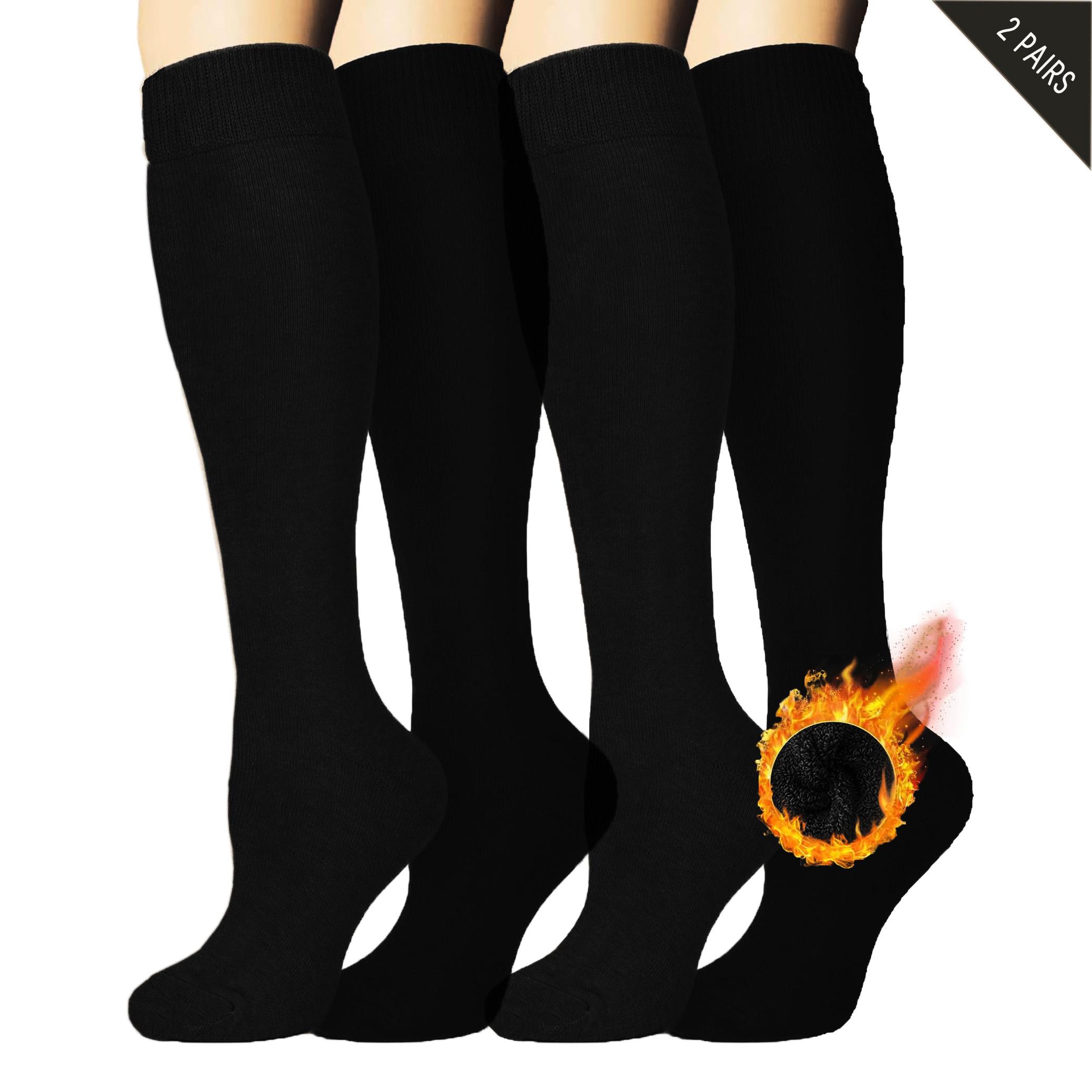 

2 пары теплых флисовых носков до колена для женщин - термоноски для походов, работы, зимы, подарки M/L