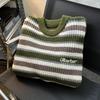 Men's Japanese Retro Striped Sweater - Thick Knit, Round Neck, Loose Fit for Autumn/Winter