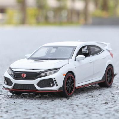 JDM Honda Civic TYPE-R Simulação Diecast & Veículo de Brinquedo Sons & Luz Carro de Puxar para Trás 1:32 presentes modelo de coleção de ligas para crianças