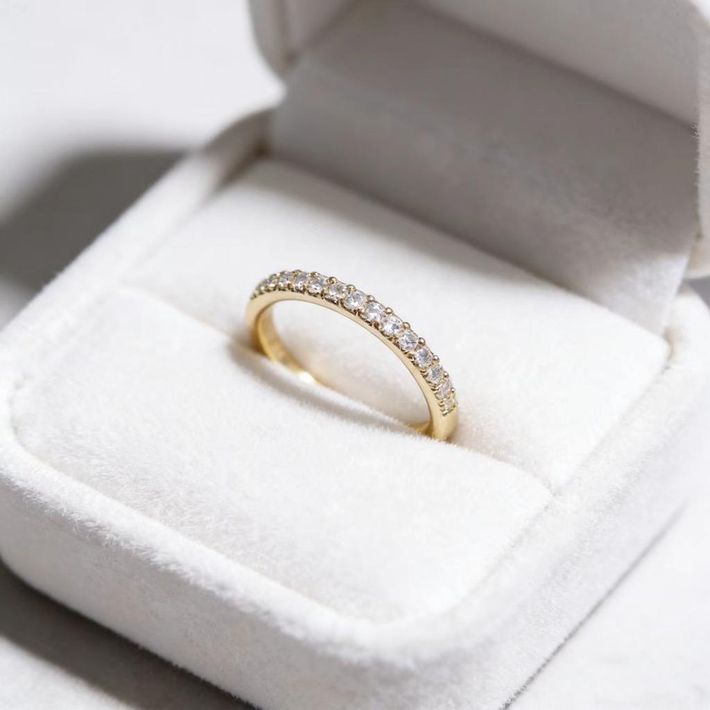 Dainty Gold Plated Zircon Stacking Ring Minimalist Eternity Band Fashion Jewelry for Daily Wear Gift