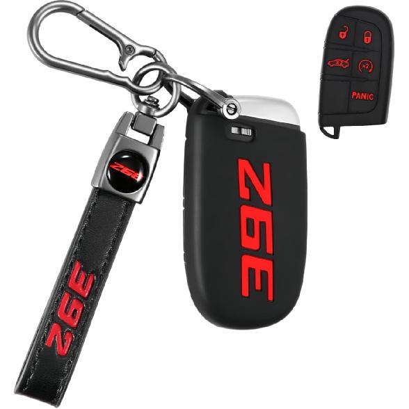 Silicone 392 key fob cover with Key chain Compatible with Charger Durango Challenger RAM 5 buttons (yellow)