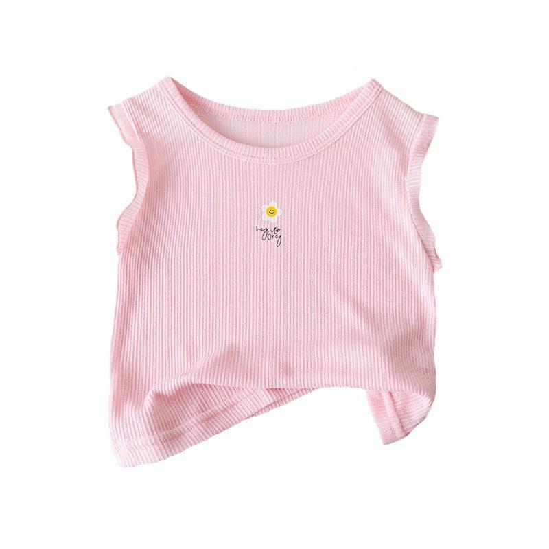 Summer Girls Pure Cotton Thin Vest T Shirt Stylish Fashionable Top For Small And Medium Children