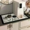 Printed Dish Drying Mat Super Absorbent Coffee Drain Pad Tableware Draining Pad Quick Dry Rug Kitchen Dinnerware Placemat