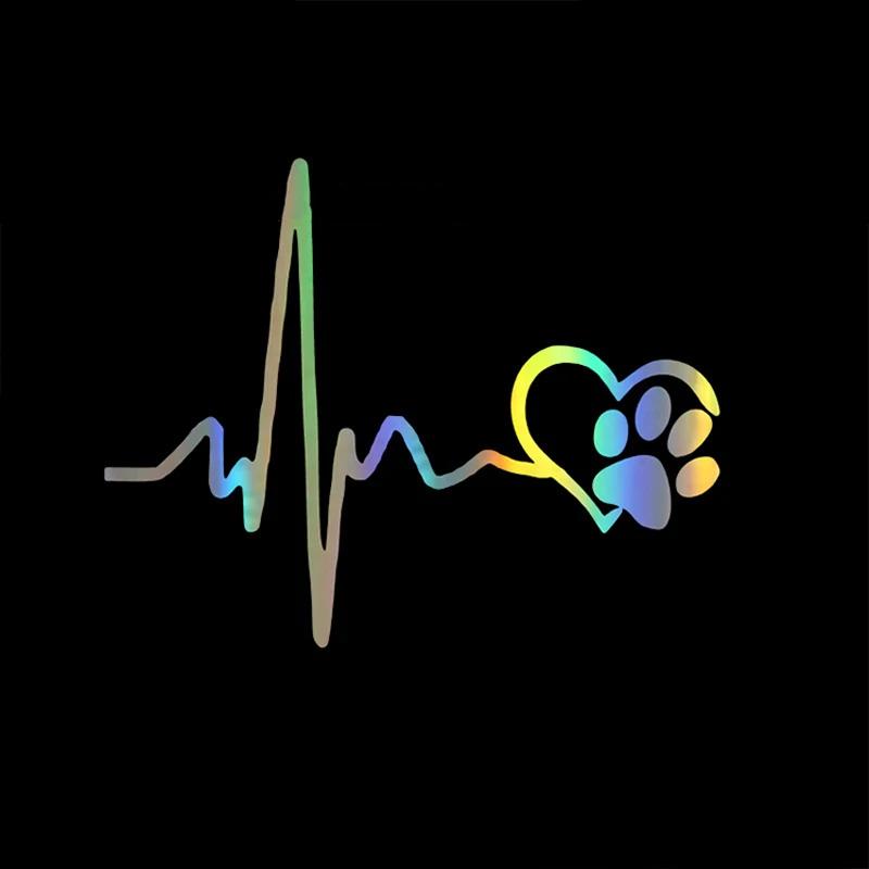 Dog Tracks EKG Stickers Car Reflective Vinyl Stickers Waterproof Available In ThreeColors Car Personalized DecorationAccessories