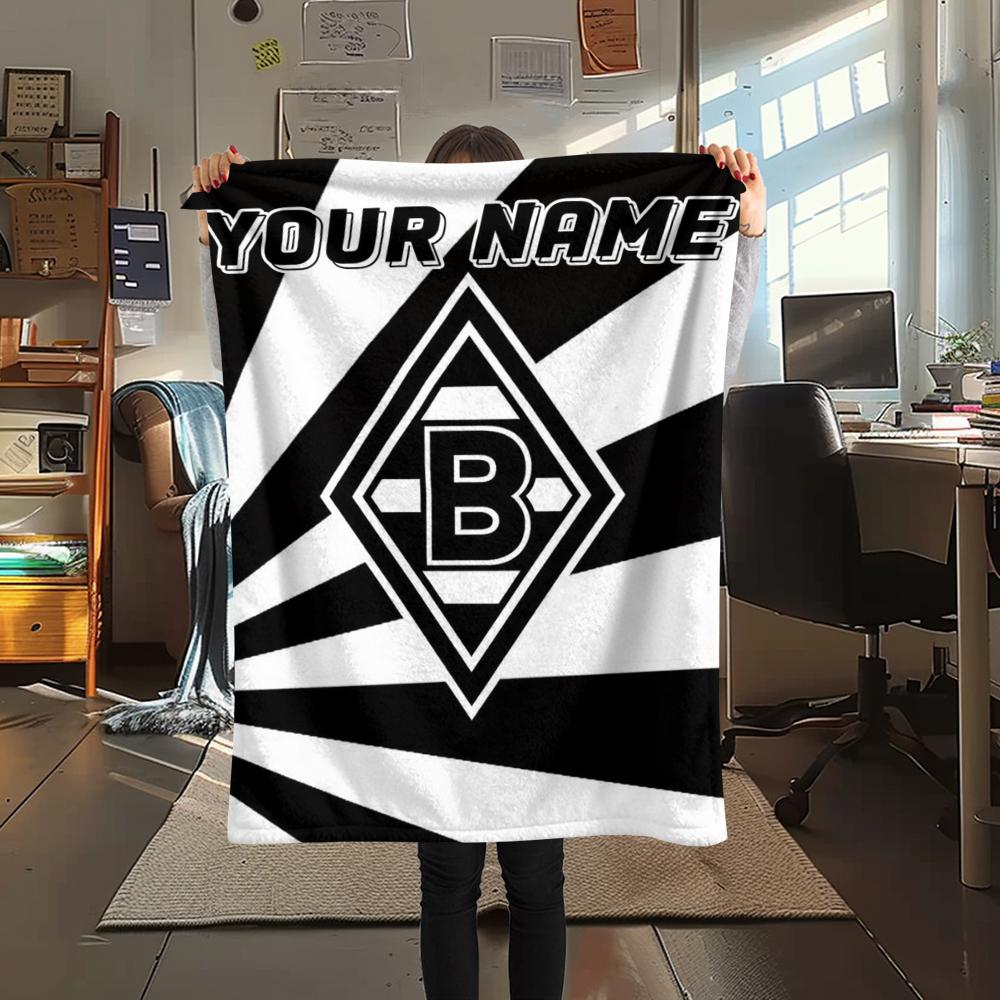 1PC Custom Name Vfl Gladbach Patterned Flannel Blanket Suitable For All Seasons for Home Decor Warmth and Comfort Gifts Holiday Present