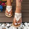 New Rhinestone Slope Heel Flip-flops Shoes European and American Large Size Hollow Outer Wear Women's Beach Slippers