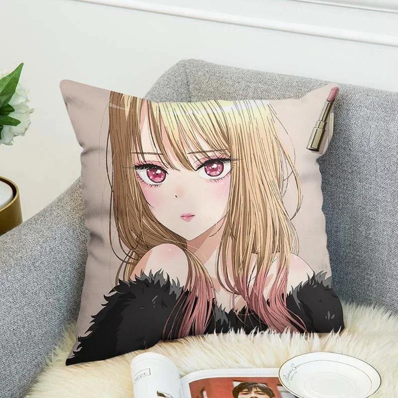 Pilow Cases Kitagawa Marin Couple Pillow Pillowcases 50X50 Decorative Pillows For Sofa Car Decoration Cushion Cover Luxury Anime