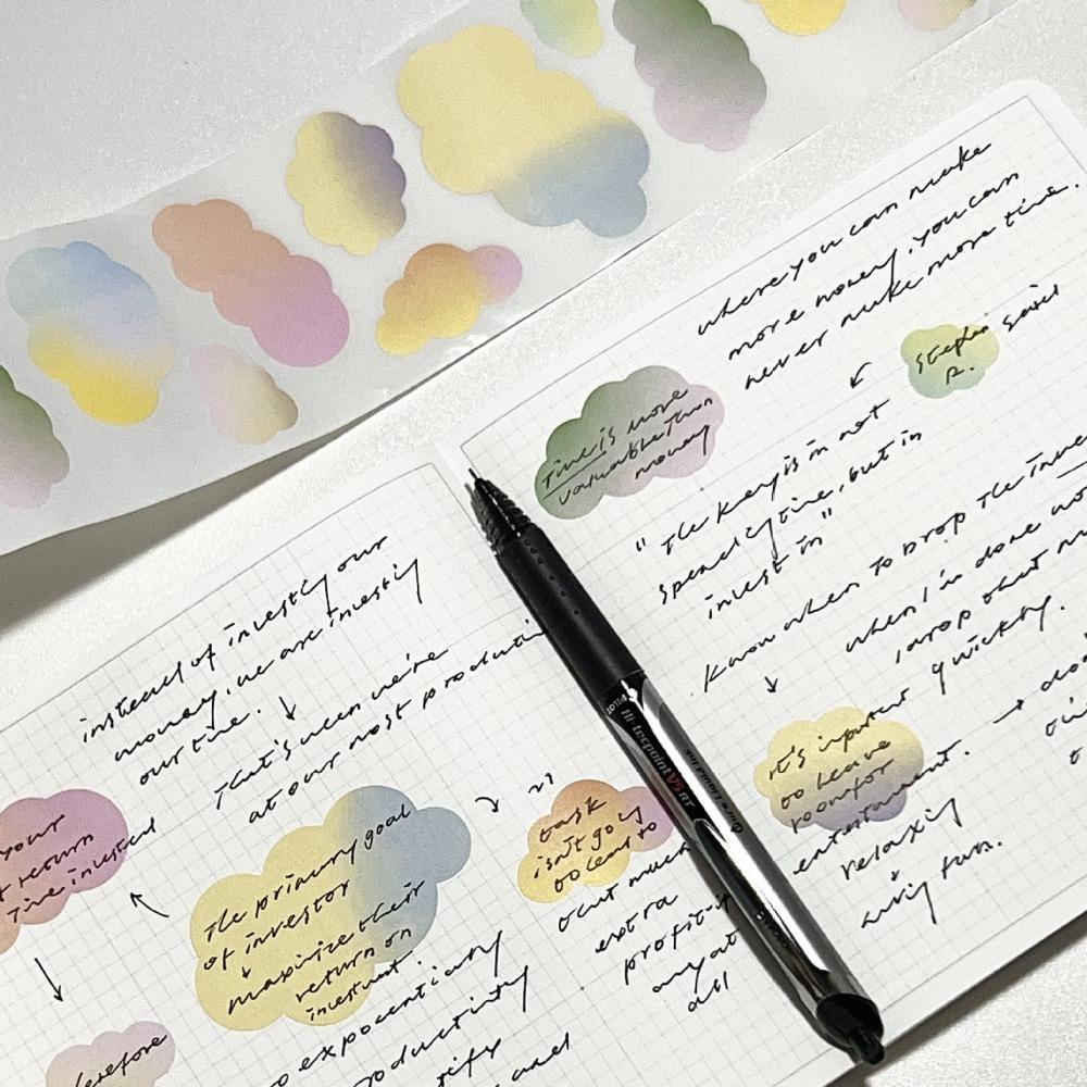 Gradient Color Roll TAPE Dual Purpose Note Sticky Notes Cute Clouds Memo Pad Stationary