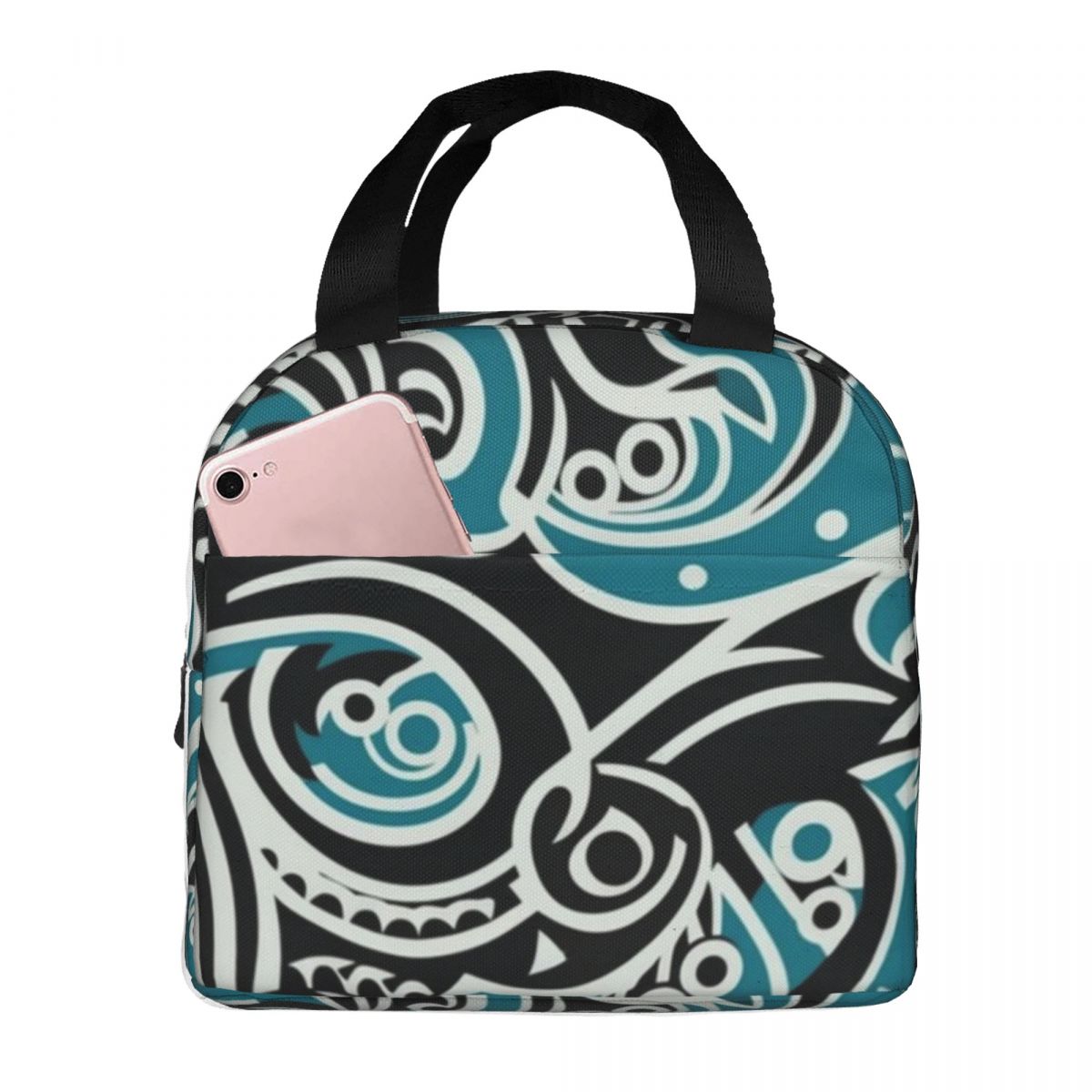 Kowhaiwhai Maori Pattern Insulated Lunch Bag for Women Office Cooler Thermal Food Box Tote Portable Lunch Boxes Container One Size