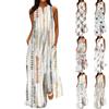 Women's New Spring And Summer Fashion Classic V-neck Color Printing Sleeveless Long Dress