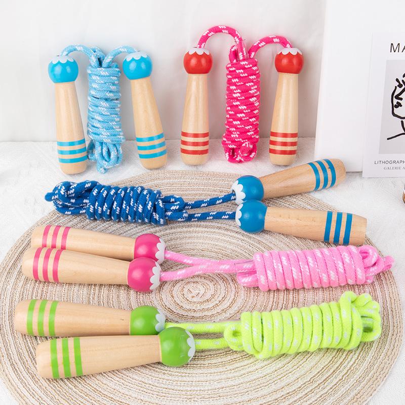 Kindergarten Wooden Skipping Rope Primary School Students Special Cotton Rope Adjustable