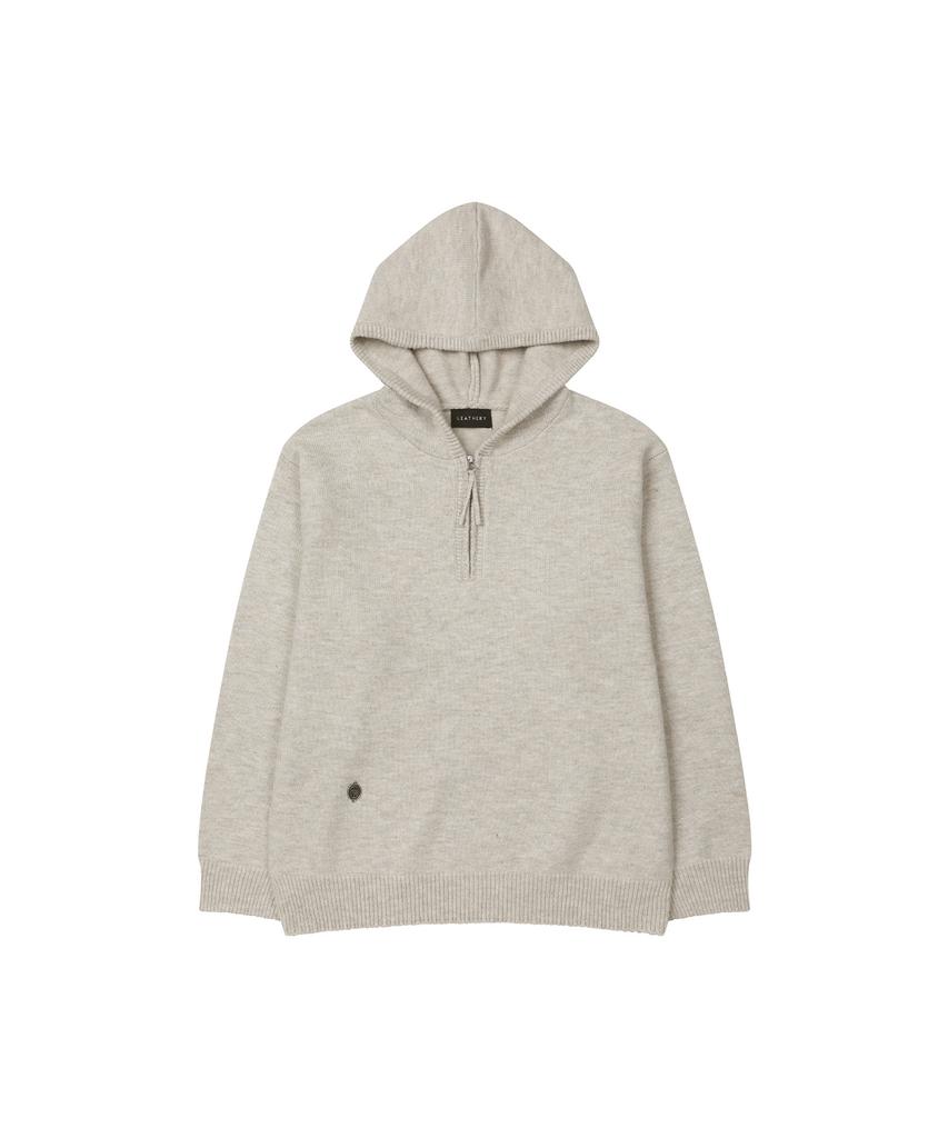 LEATHERY Essential Half Zip Hoodie [Oatmeal]
