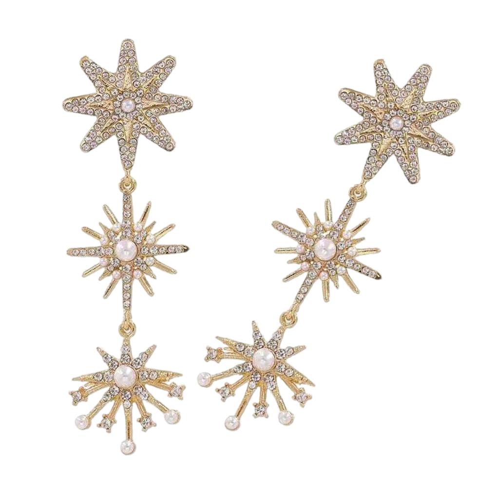 Long Alloy Studs Earrings Pendant Earrings Featuring Sunflower Design and Pearls Suitable for Trendy Ladies Present