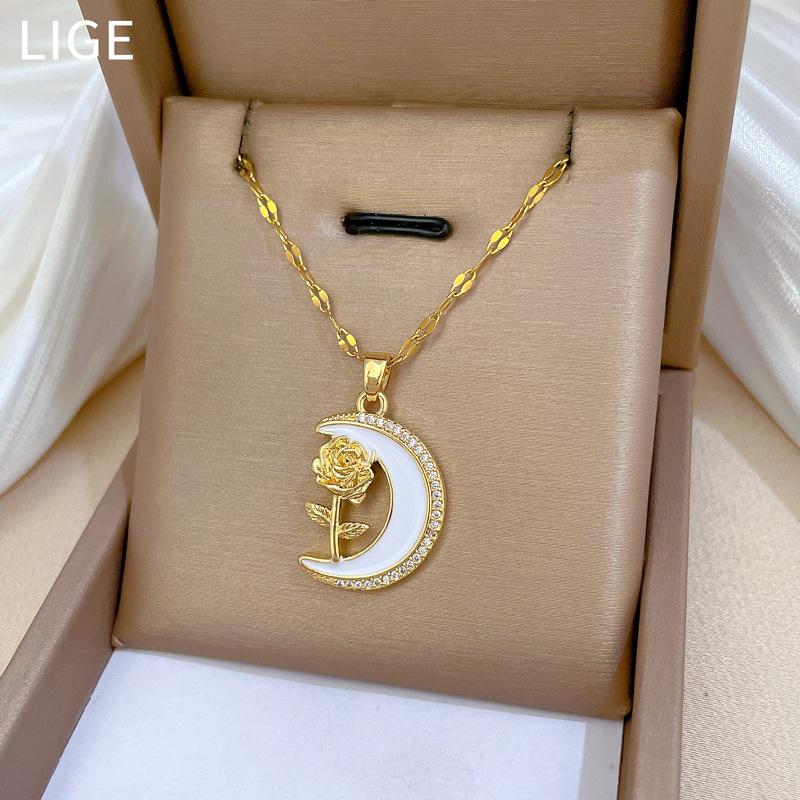 Mondrose Licht Luxus Temperament Wunderschöne Voll-Diamant-Halskette Damen Vielseitige Schlüsselbeinkette Titanstahlkette