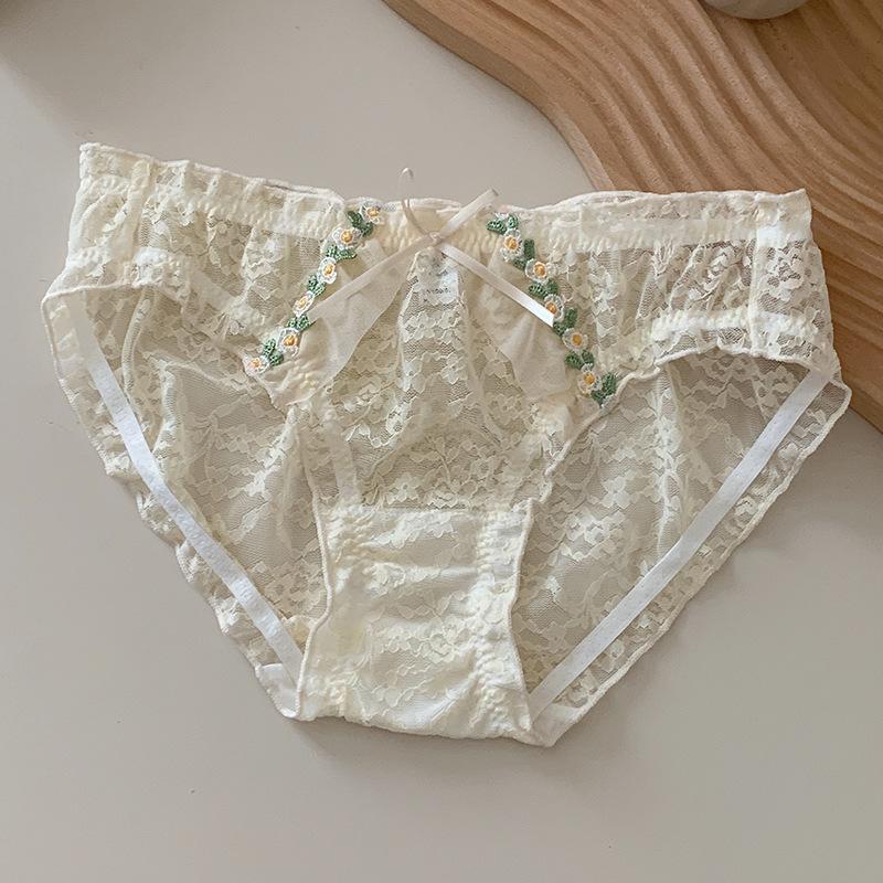 Slip Triangle Respirant en Coton pour Femme - Été Nouveau Sexy Doux Dentelle Fil