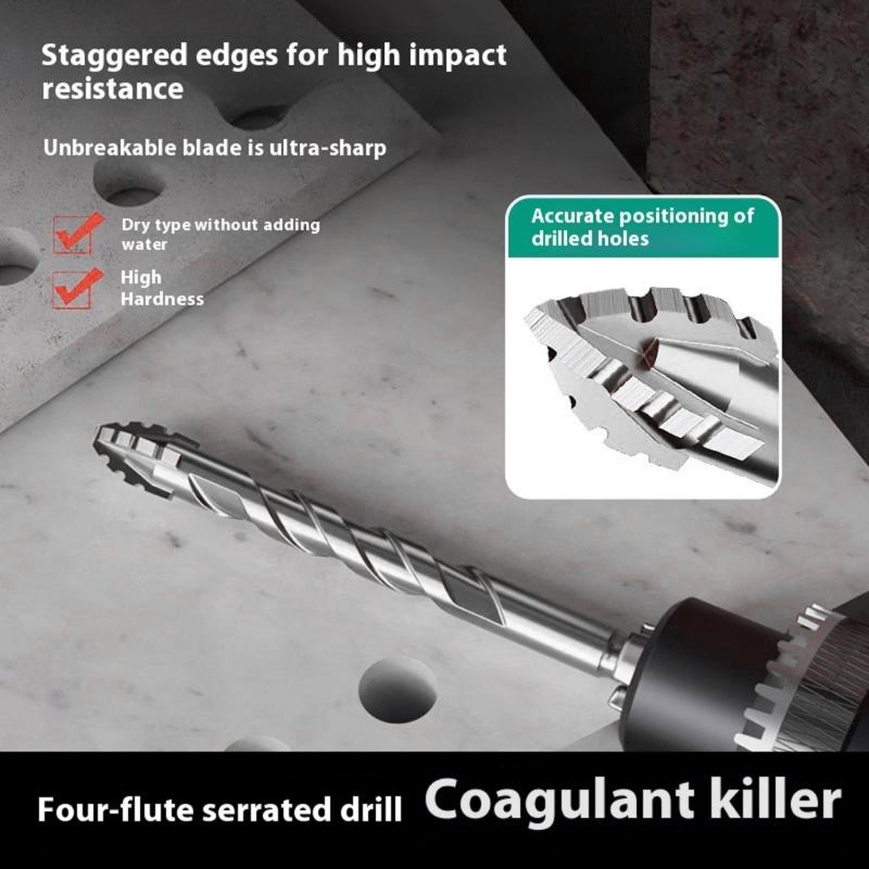 4 Piece Tile And Concrete Drill Bit Set Quadruple Flute Alloy Steel For Accuracy Drilling In Hard Materials