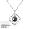 S925 Silver Peach Heart Projection Necklace 'I Love You' in 100 Languages