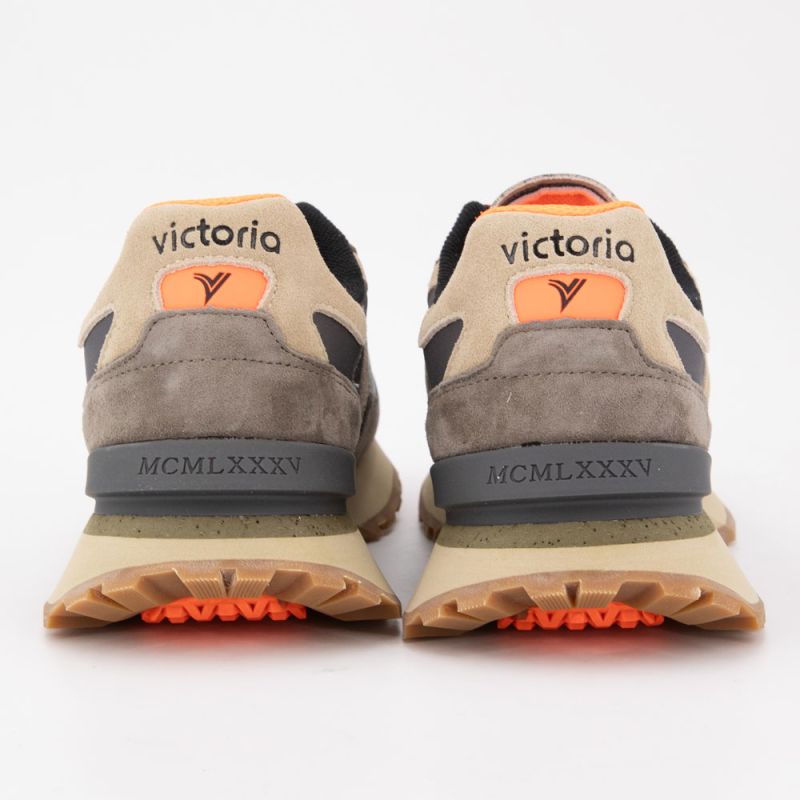 Baskets toiles croûte de cuir rush-urban gris Homme VICTORIA