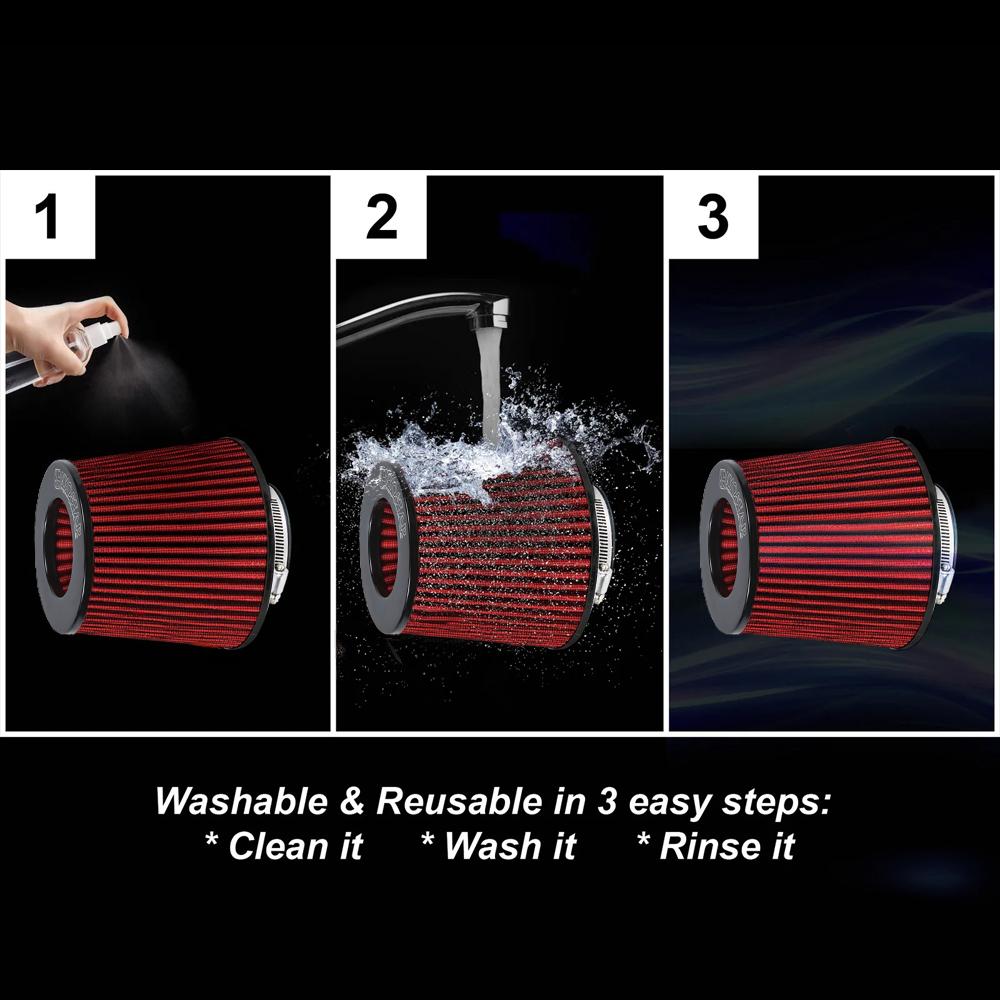 Universal Black And Red 3" Inch 76mm 3.5" inch 89mm Air Intake Cone Filter Replacement Quality Dry Air Filter