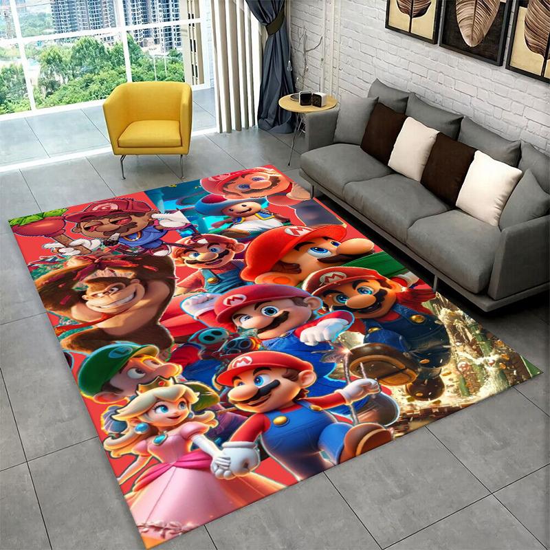 Tappeto Tappetino Gioco Cartoon M-Mario Bros per Stanza dei Giochi Camera da Letto Soggiorno Divano Decorazione Casa, Tappeto per Area Bambini Tappetino Antiscivolo Regalo