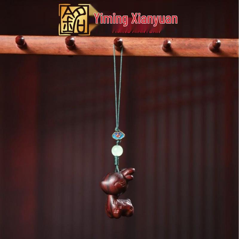 Red Sandalwood Deer Tassel Phone Chain & Keychain Pendant