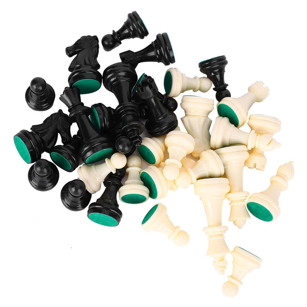 Plastic Chessmen Set International Chess Game Complete Chessmen Set Black&White