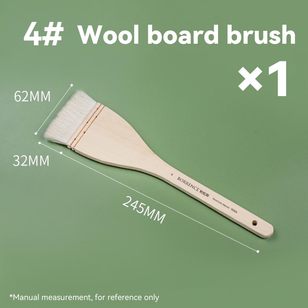 Flat Hake Paint Brushes Wool Hair Artist Painting Brushes for Oil Acrylic Watercolor Paints Drawing Art Supplies Wood Handles