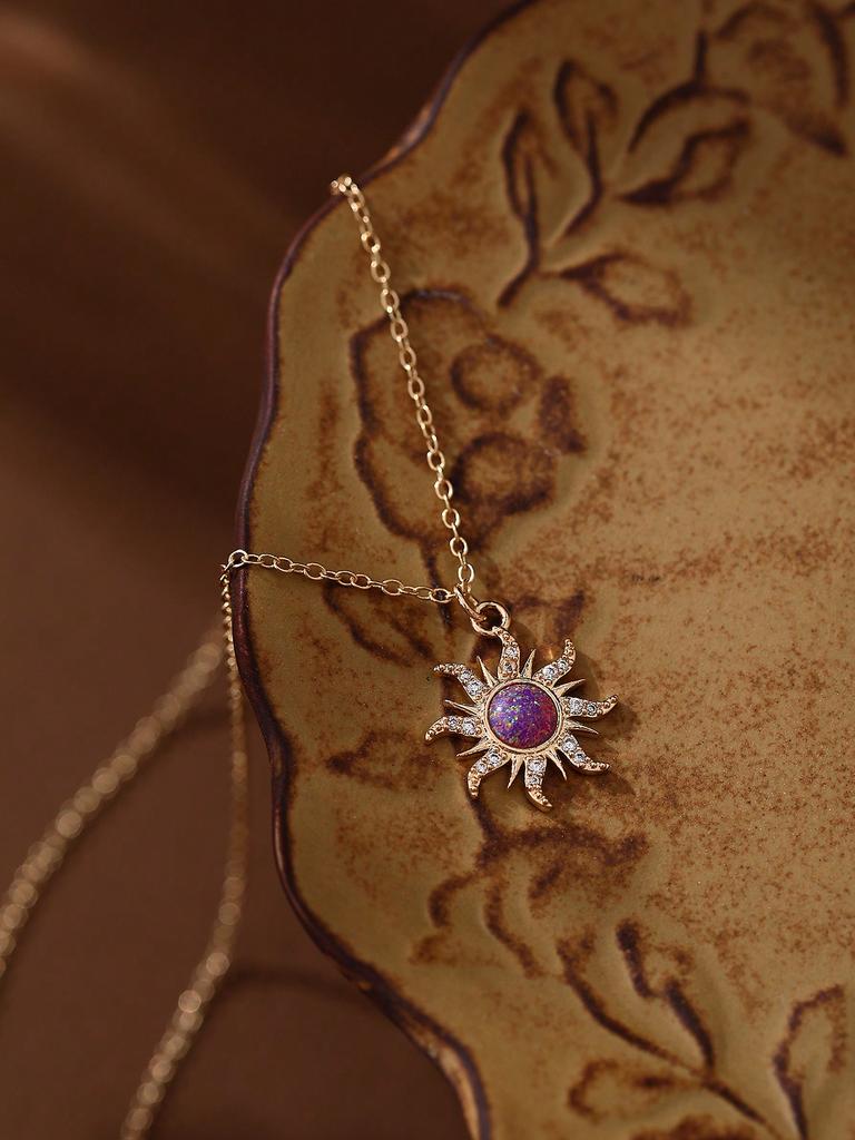 1Pc Artistic Retro Sun Australian Treasure Necklace, Suitable For Women's Daily Wear,Valentine's Day Gift, Friendship, Anniversary Gift