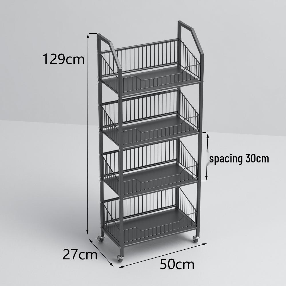 Freestanding Multilayer Snack & Beverage Display Rack for Convenience and Home Use