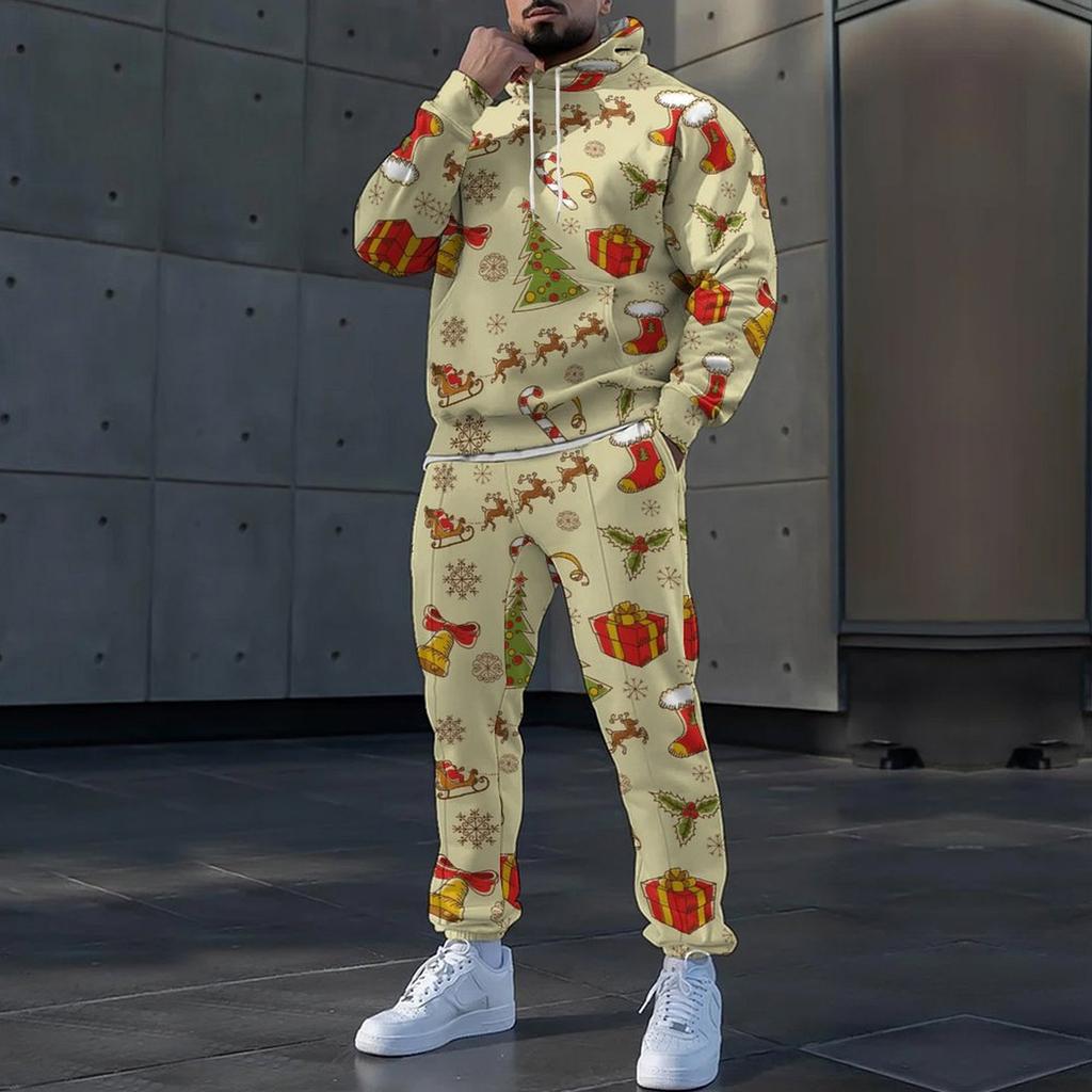 Christmas 3D Print Autumn Hoodies Pants Set Men's Sweatshirts Sweatpants Street Sportwear Two Piece Suits Tracksuit Man Clothing