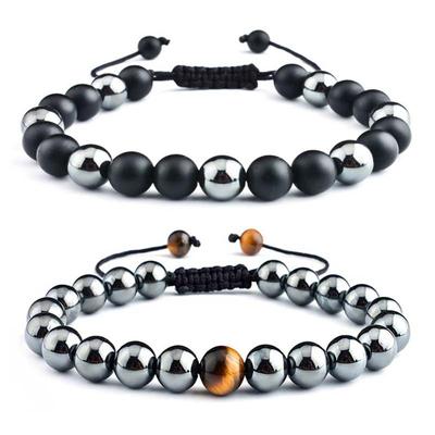 Fashion Onyx Tiger Eye Bracelet Hematite Beads Men Braclets Handmade Mens Braided Adjustable Outdoor Cycling Strings Jewelry