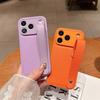 Leather Texture Wristband Holder Phone Case for iPhone 17 Air 16E 15 14 Plus 13 12 11 Pro Max Plain Color Matte Shockproof Cover