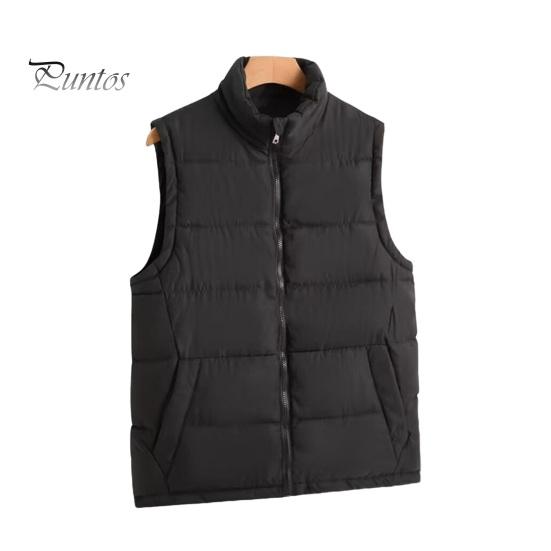 

Мужской терможилет с воротником-стойкой, без рукавов, однотонный хлопковый жилет с карманами, застежкой-молнией, ветрозащитный теплый жилет, куртка M чёрный