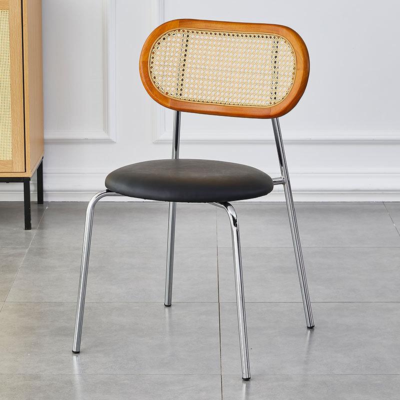 Modern Minimalist Solid Wood Backrest Dining Chairs Home Restaurants Office Rattan Woven Chairs