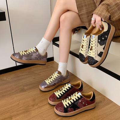 Internet-Berühmtheit Dirty Shoes Damen 2025 Herbst neue Farbe Polieren alte Sternschuhe Mode Farbabstimmung Retro Freizeitschuhe