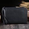 2025 Men's Genuine Leather Bag Embossed Woven 13" Laptop Briefcase 2-in-1 Handheld Shoulder Envelope Bag Practical Business Gift Commute Messenger Bag