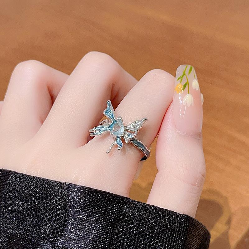 Butterfly Dark Wind Personality Stacking Wearing High-End Open Ring Niche Design Light Luxury Cold Wind Ring Woman