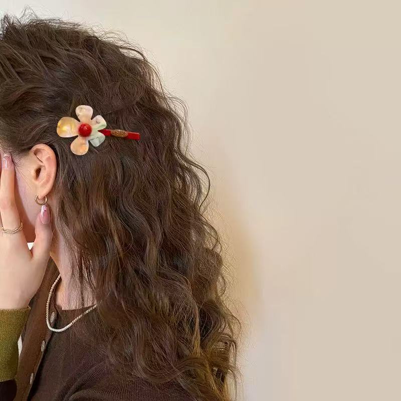 Fashion New Colorful Floral Style Women s Side Hair Clips Luxurious Women s Hair Clips Bangs Hair Clips 1PC