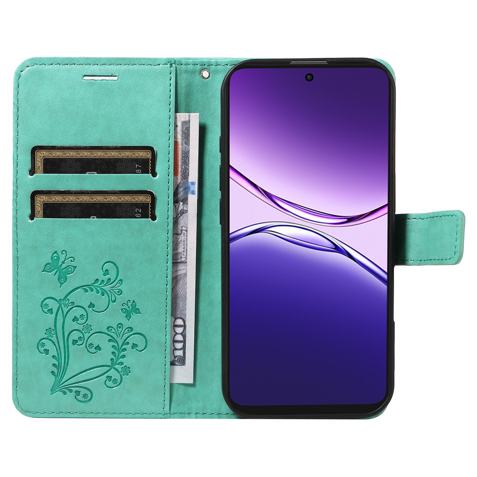 

Для Oppo A5 Pro 5G Чохол-гаманець Шкіряний чохол для телефону з квітковим та метеликовим принтом Підставка Light Purple