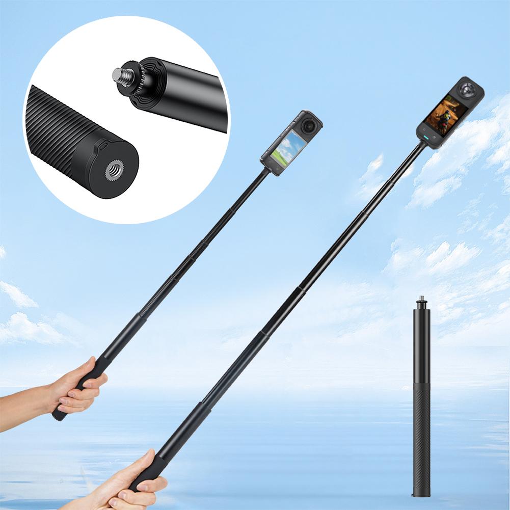 Carbon Fiber Selfie Stick 1/4 Inch Screw Adjustable Extension Pole Lightweight Extended Monopod for Insta 360 X5 Action4/POCKET3