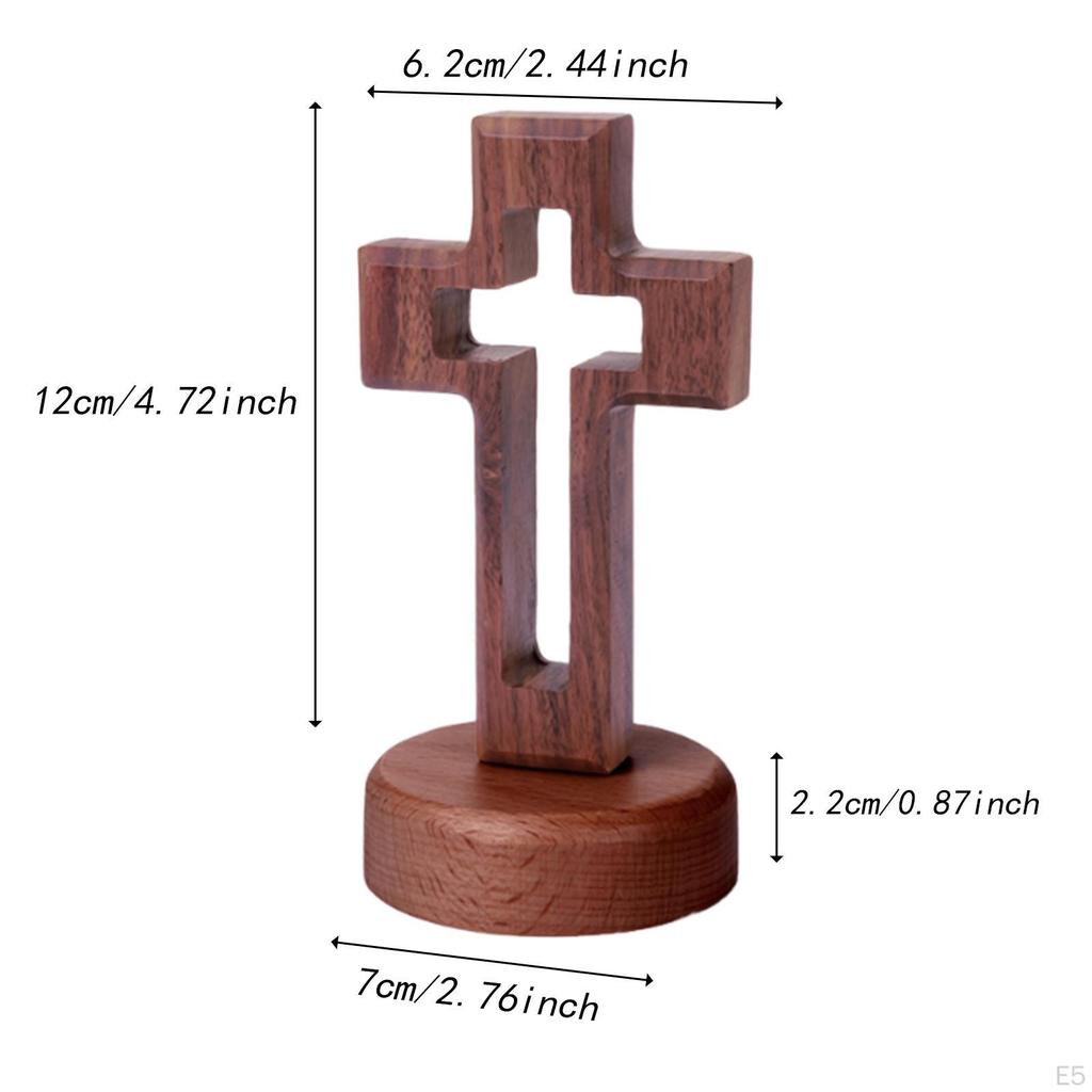 Catholic Wood Religious Favor Tabletop Cross for Shelf Prayer Decor