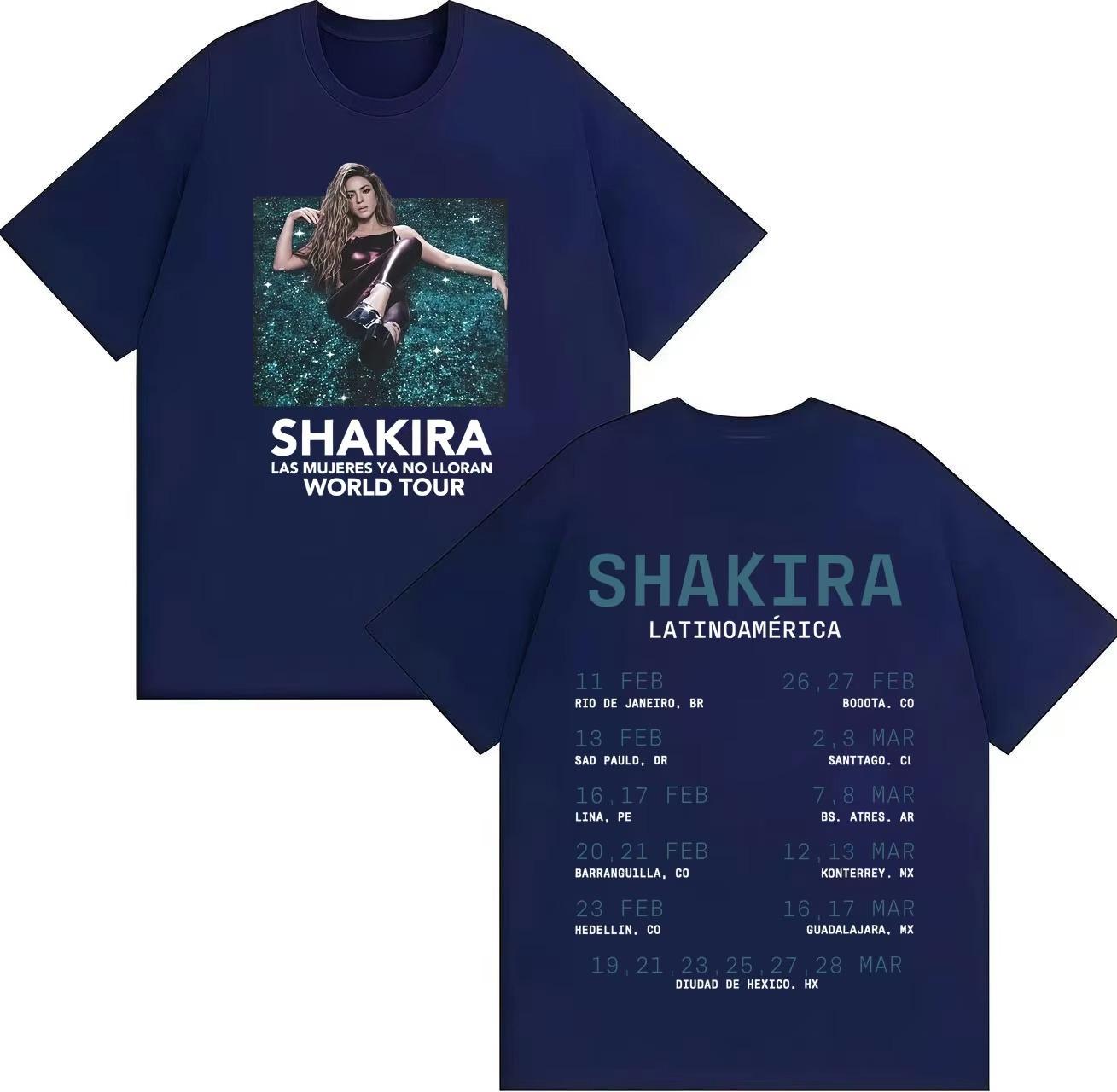 

Singer Shakiras World Tour Highquality 2026 Spring summer new Men Print Pure Cotton Casual Tshirt Fashion Streetwear y2k ins 4XL