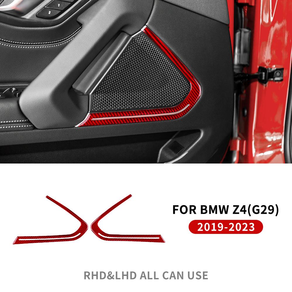 Real Carbon Fiber Car Door Speaker Cover Audio Frame Decoration Trim Sticker for BMW Z4 G29      Accessories