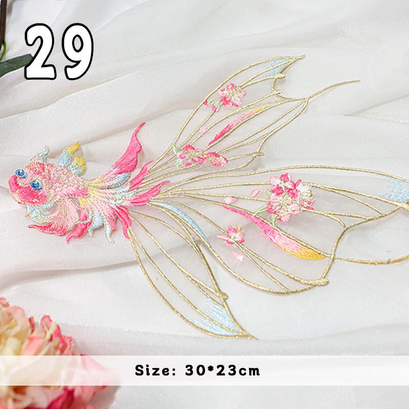 2 Pcs Chinese Style Koi Fish Embroidery Cloths Patch Cheongsam Qipao Hanfu DIY Patches Applique Cloth Stickers Accessories