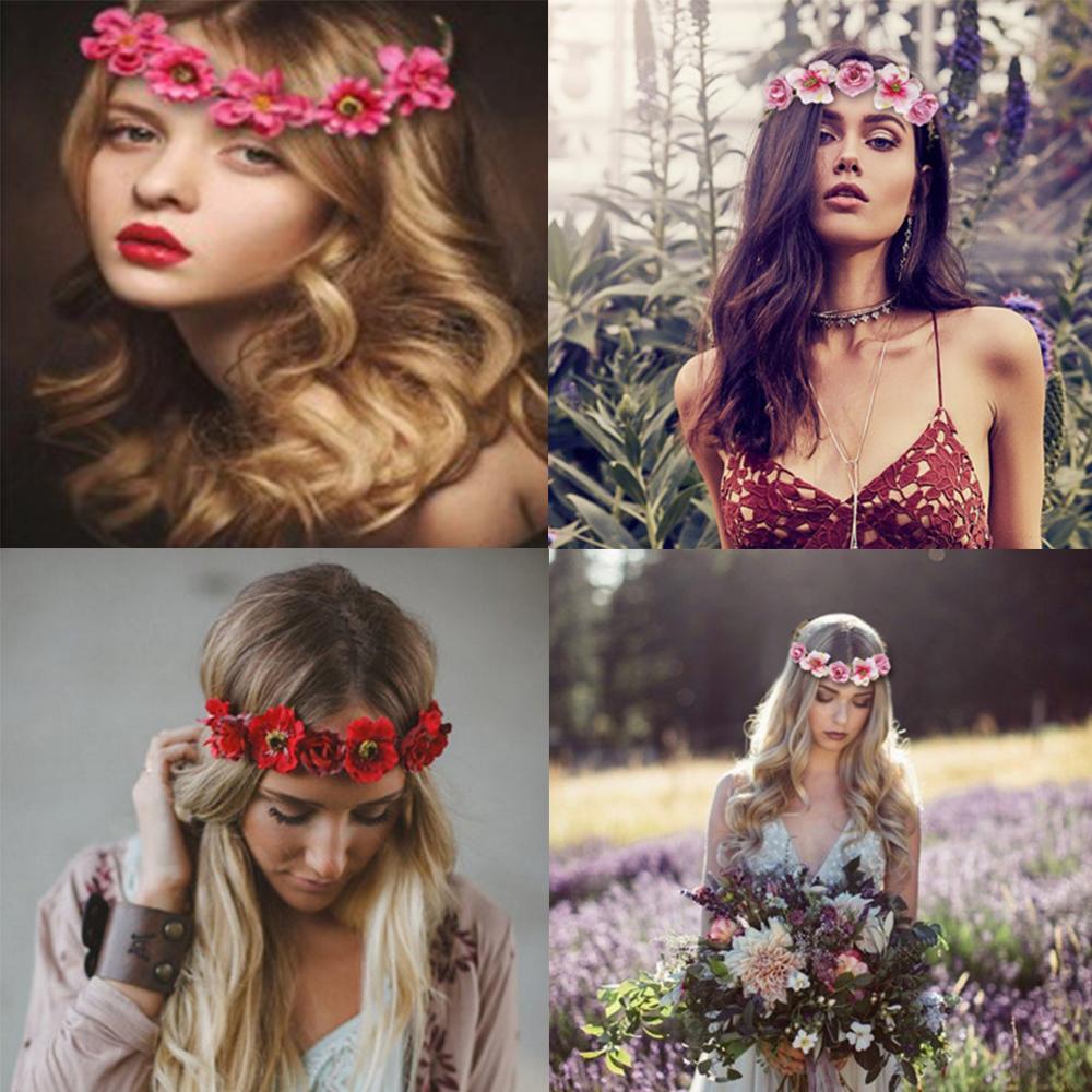 Fashion Women Floral Garlands Headband Bride Wedding Hair Accessories Wreath Flower Crown Girl Headdress Girls Hair Bands