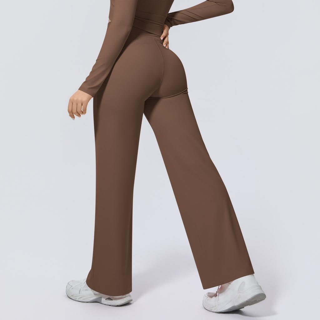 New Double-sided Nylon High-waisted Elastic Loose Casual Wide-leg Nine-point Pants Running Fitness Yoga Leggings